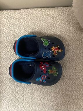 Marvel Kids Navy Blue Slip-On Clog Sandals with Superhero Accents